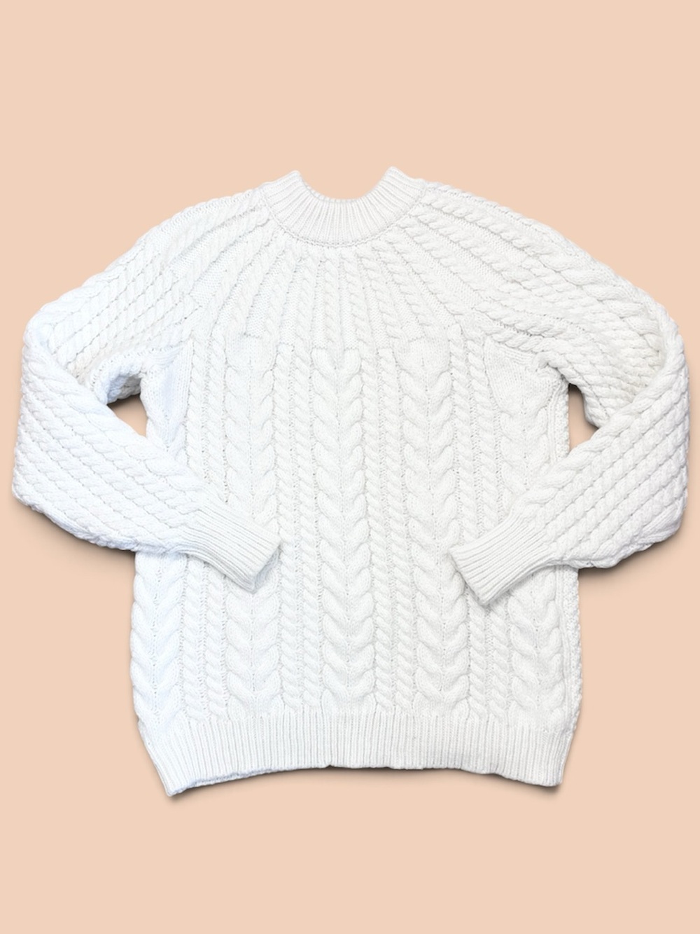 H&M Cream Ivory Chunky Cable Knit Sweater Size Small